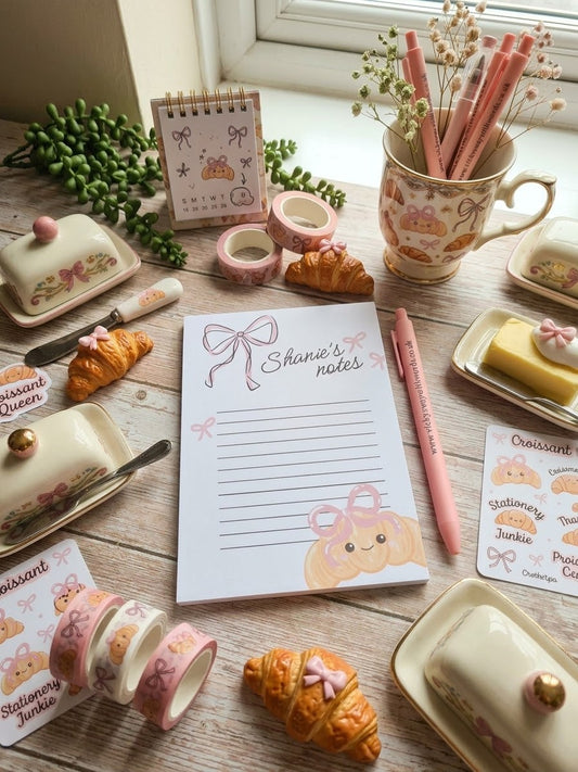 Cute croissant personalised tear off notepad