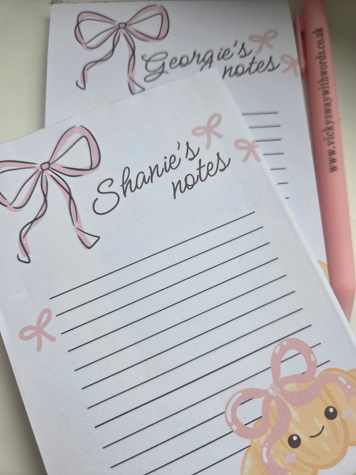 Cute croissant personalised tear off notepad