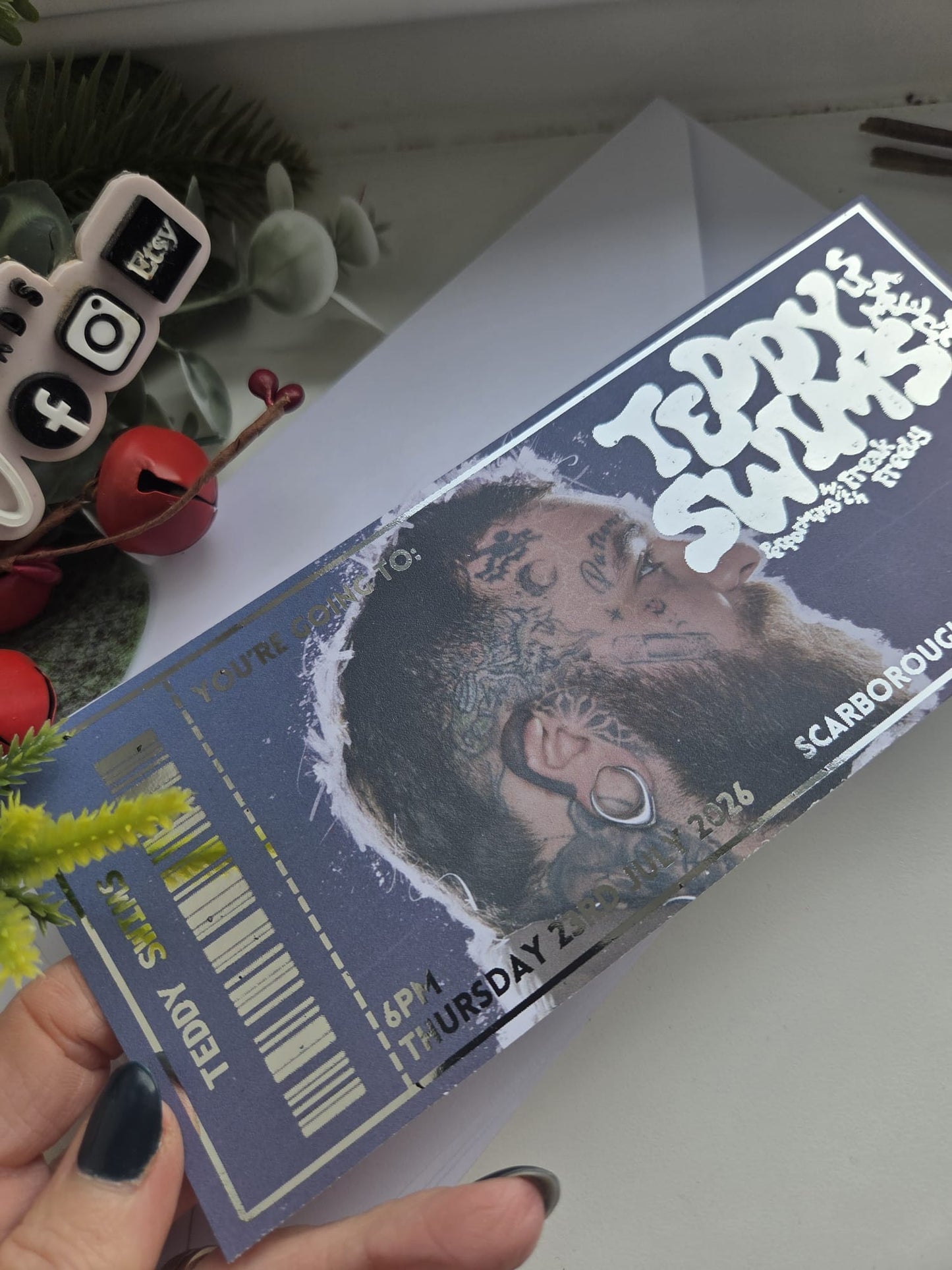 Foil and gloss event, concert, theatre gift voucher, boarding pass, birthday, fake ticket, Christmas