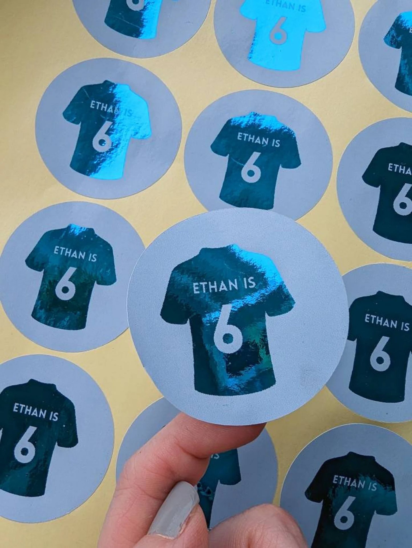 Football shirt foil party personalised stickers