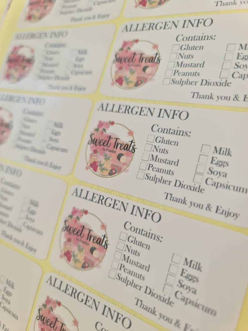 Logo allergen tick box labels