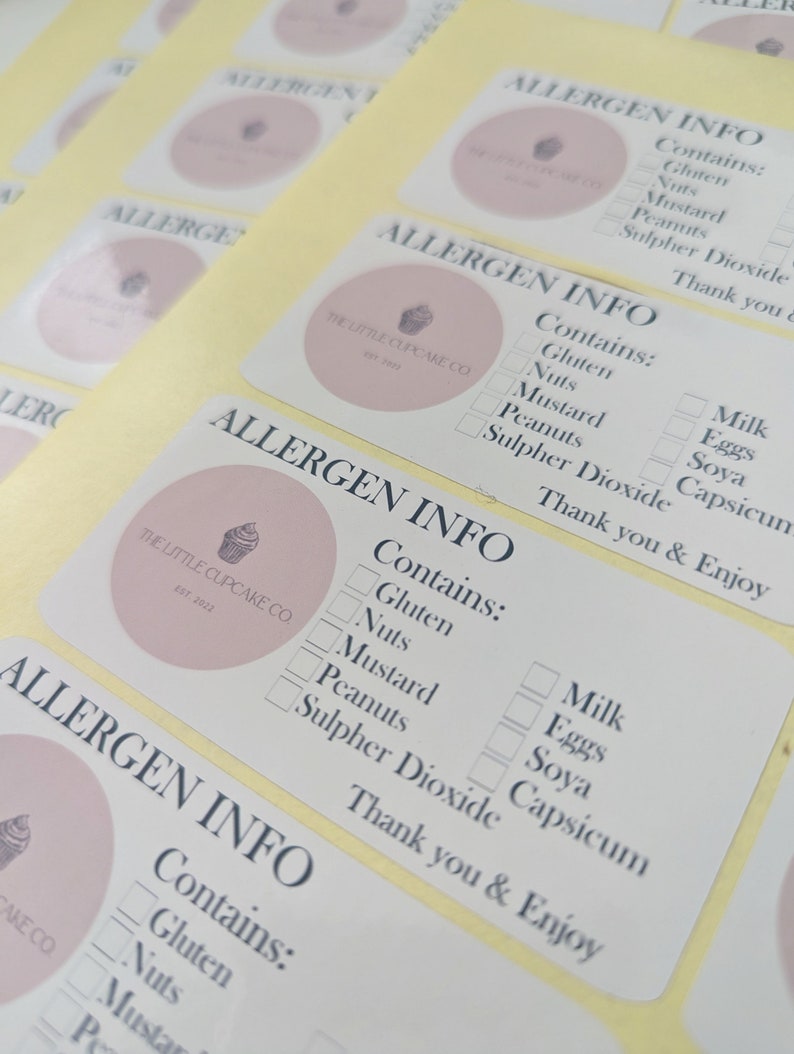 Logo allergen tick box labels