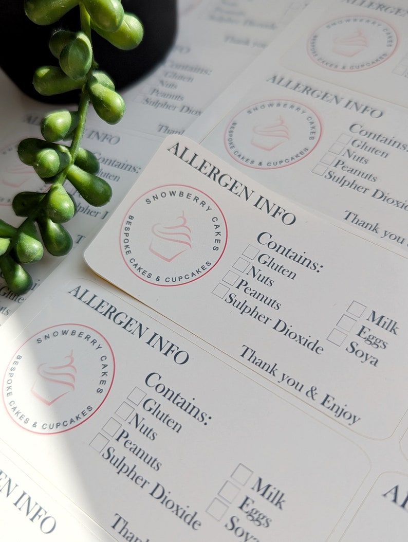 Logo allergen tick box labels