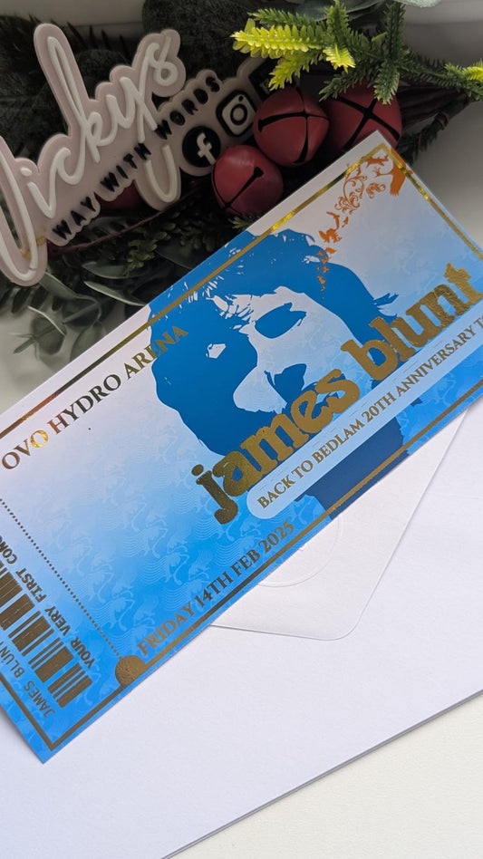 Foil and gloss event, concert, theatre gift voucher, boarding pass, birthday, fake ticket, Christmas