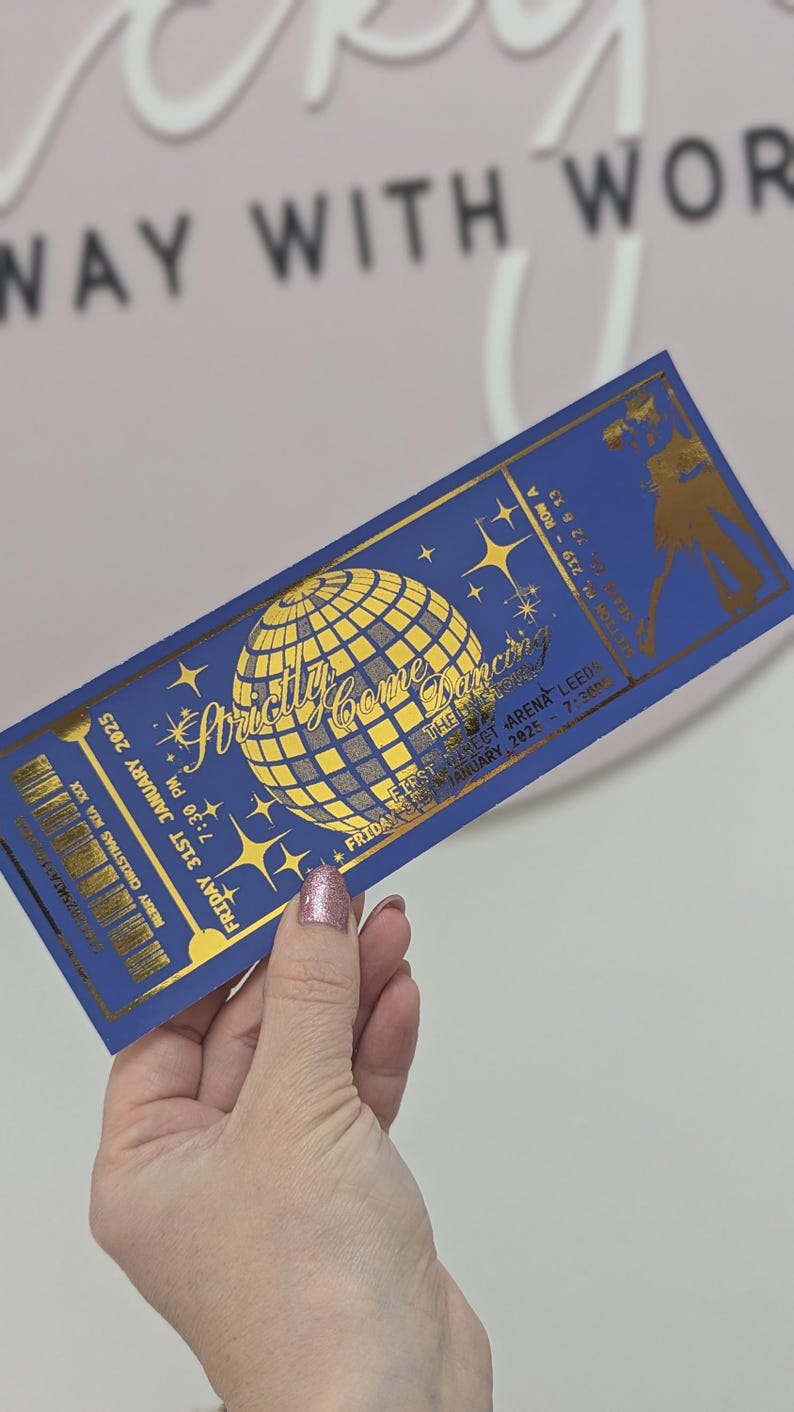 Gloss foiled fake immitation gift ticket