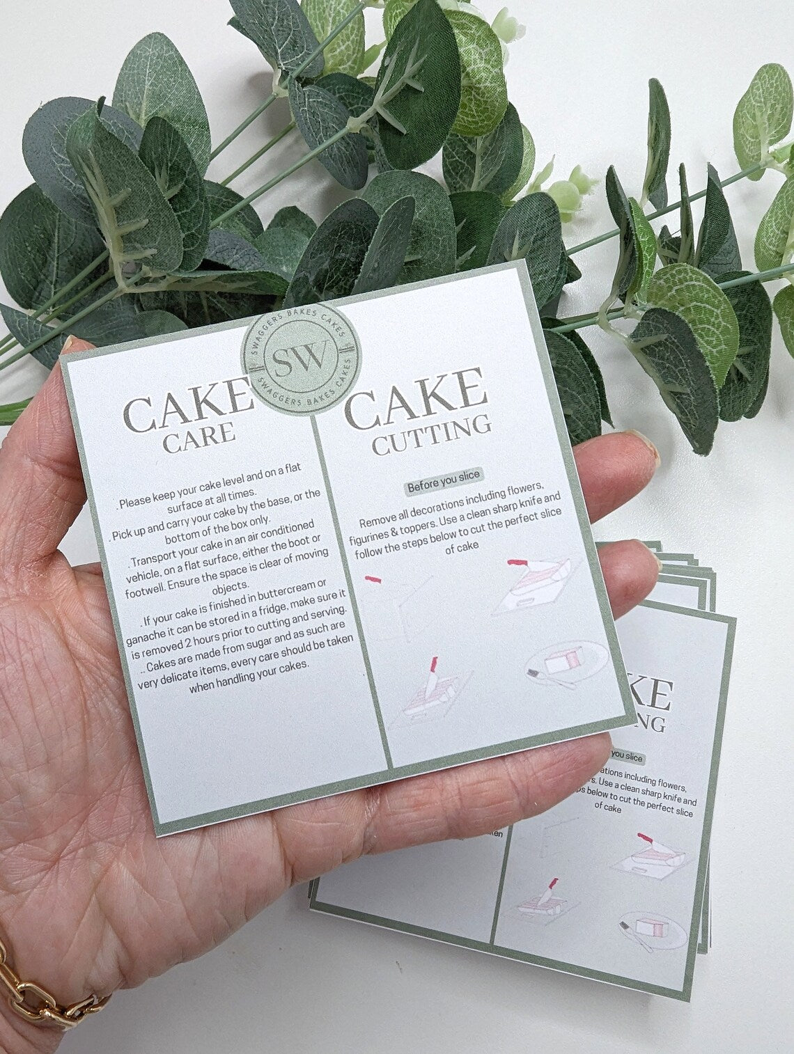 Green business theme cake care and cutting card