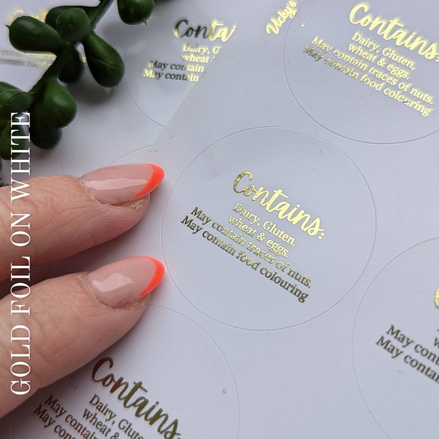 gold foil allergen stickers