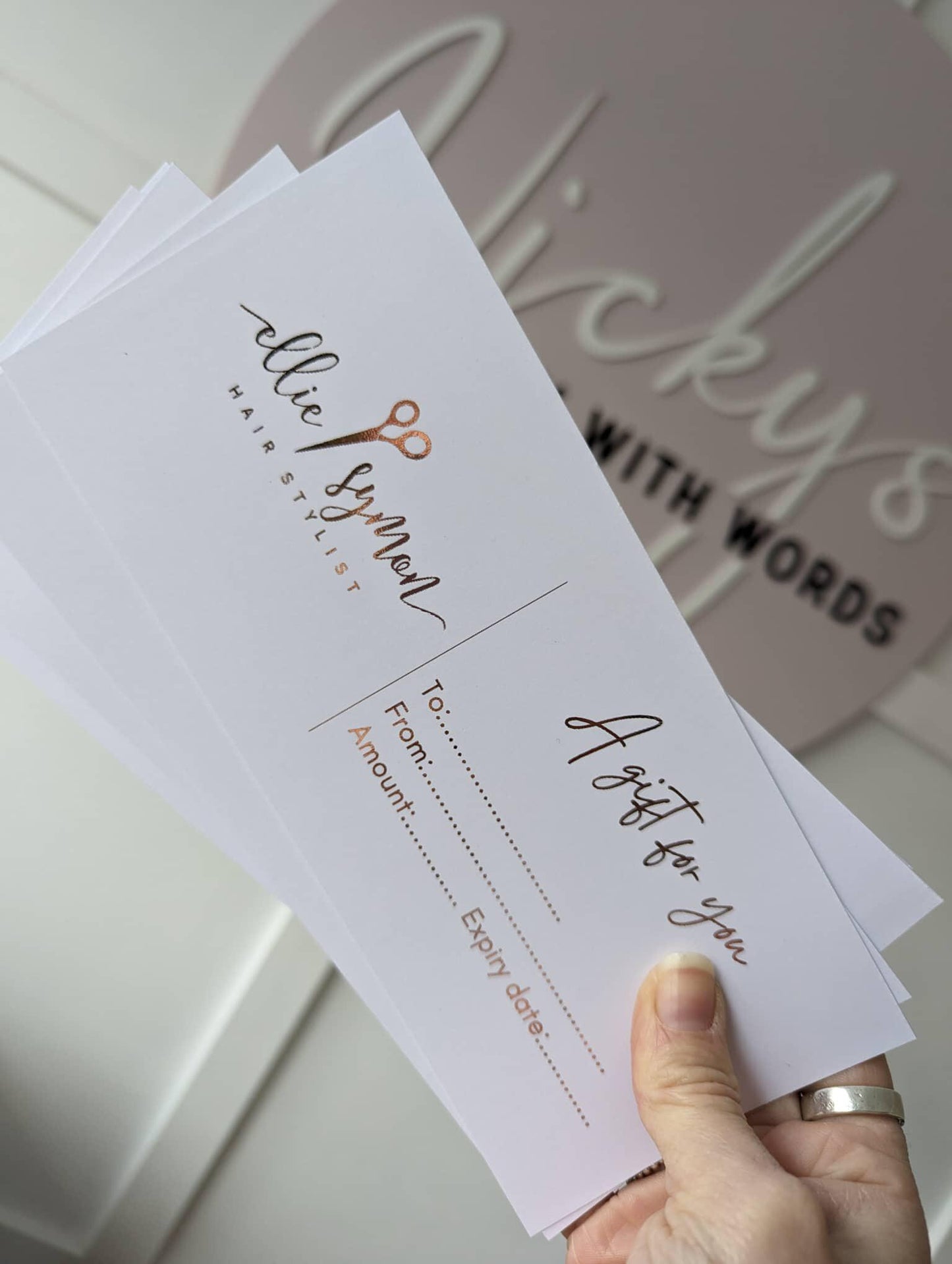 Small business foiled gift vouchers