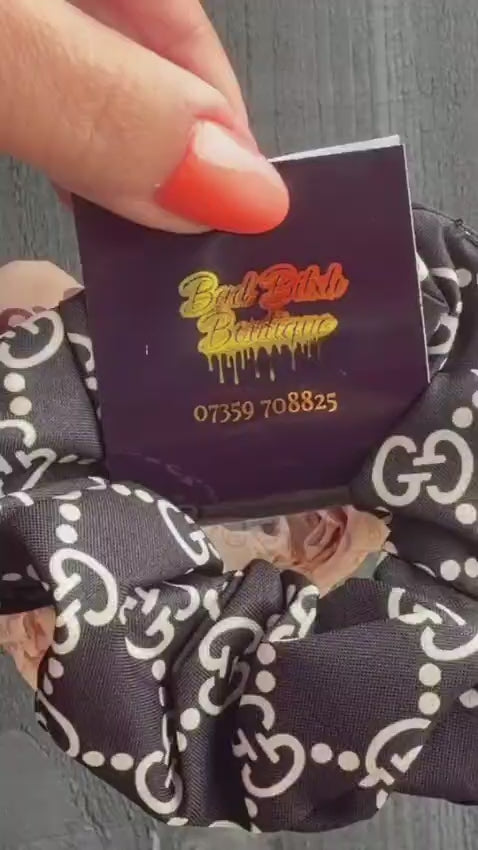 Foiled logo branded scrunchie display wraps