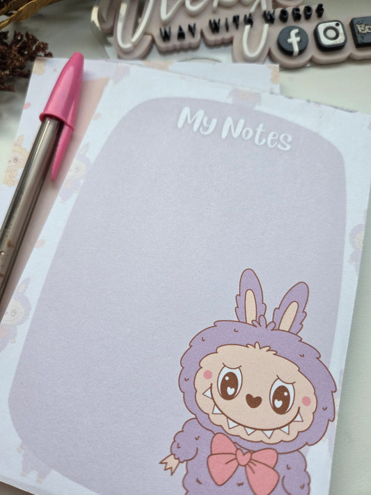 Funny bunny labubu inspired a6 tear off notepad