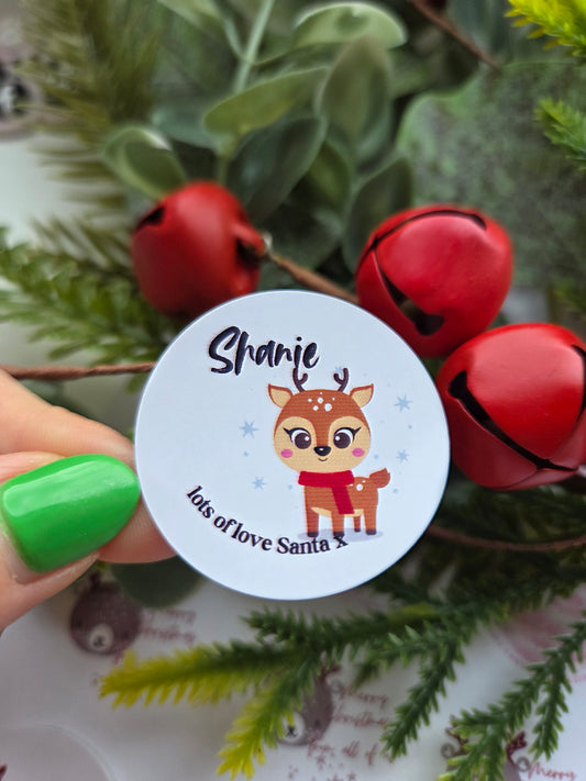 Personalised reindeer Christmas stickers
