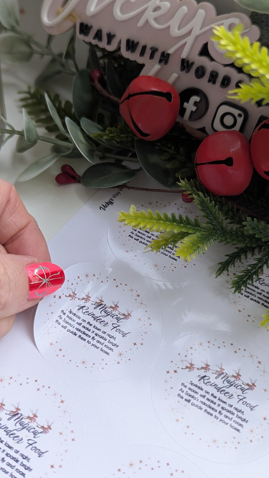 Reindeer food round gloss stickers
