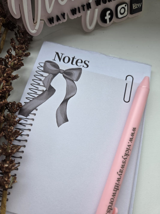 Elegant black bow notepad design A6 tear off notepad