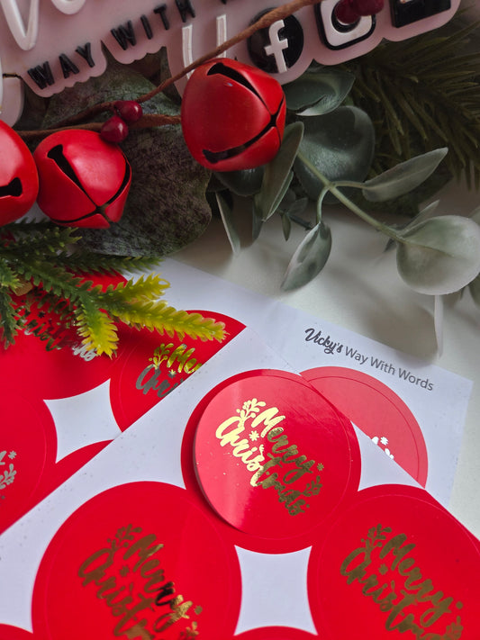 Foil Merry Christmas stickers