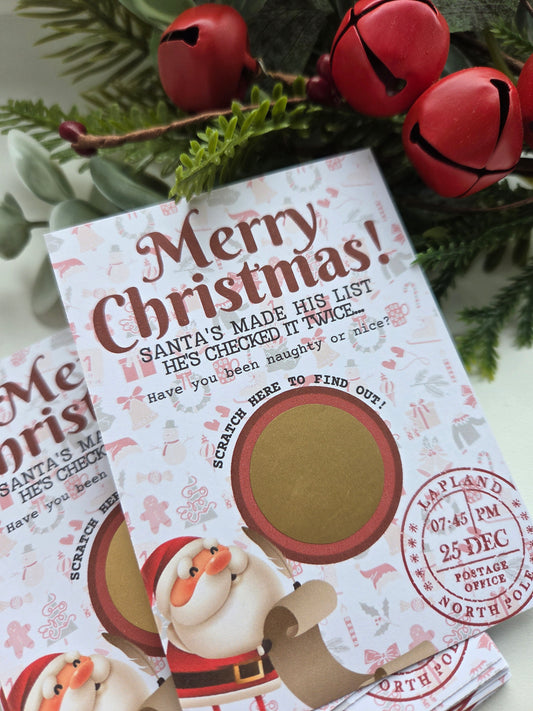 Naughty or Nice kids Christmas scratch cards