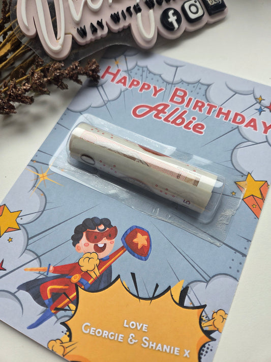 Boy theme birthday money roll gift cards