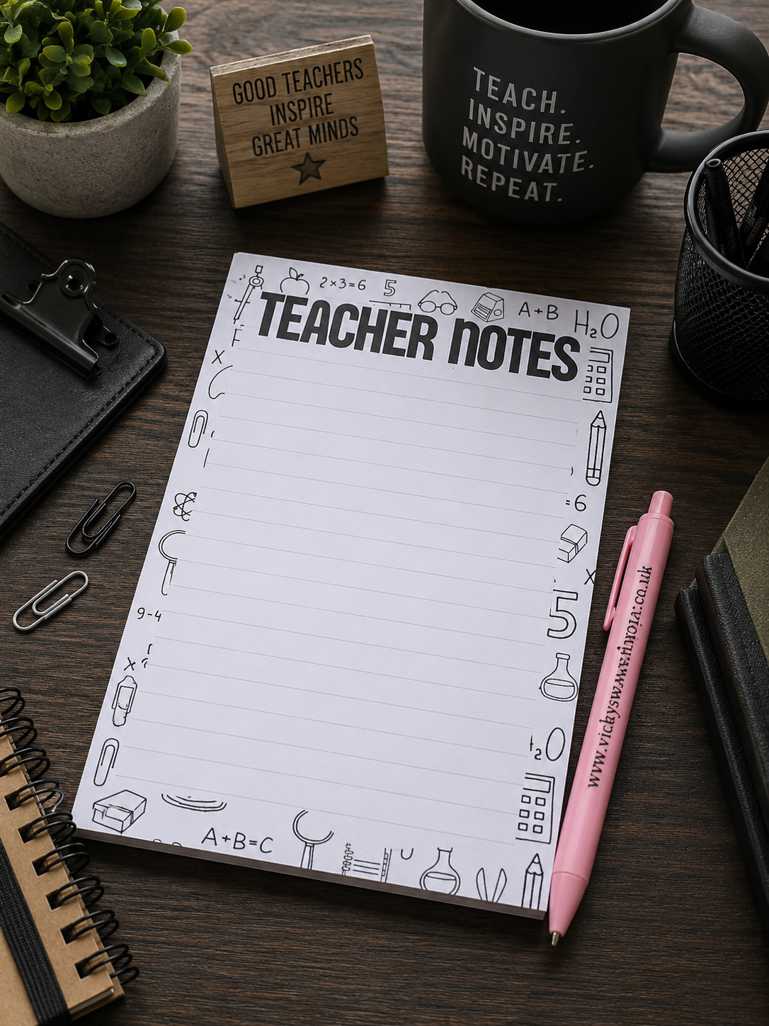 Mono design for him teacher tear off notepad