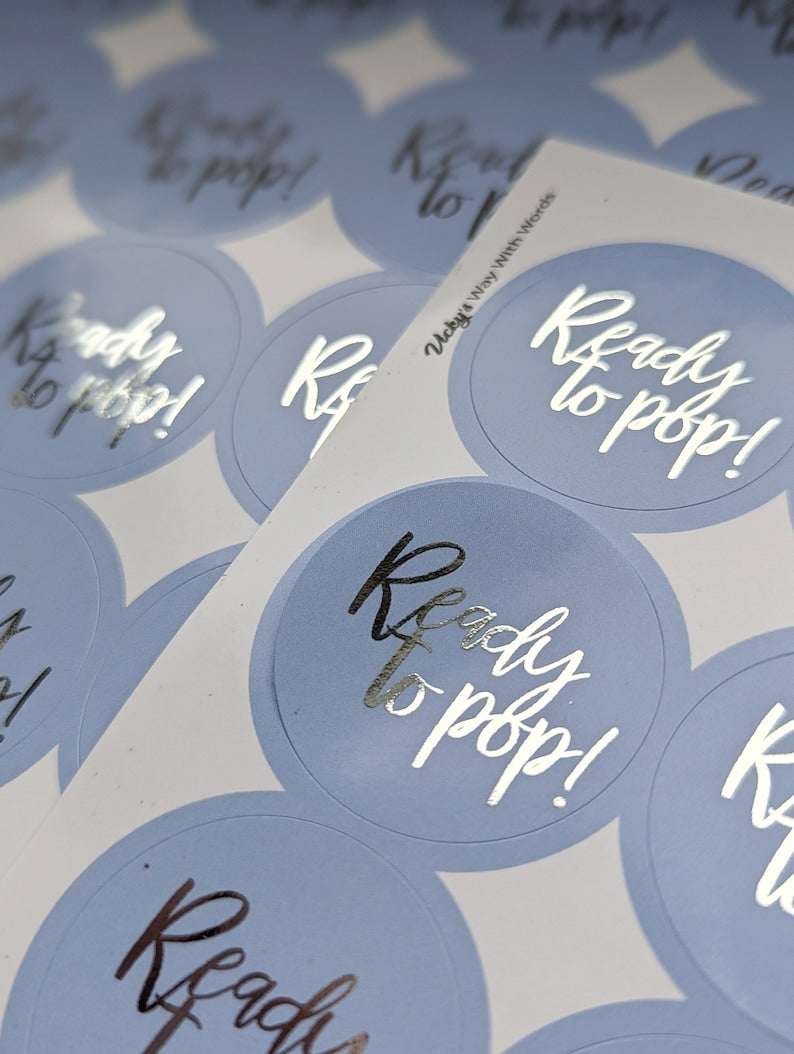 Ready to pop foil baby shower stickers