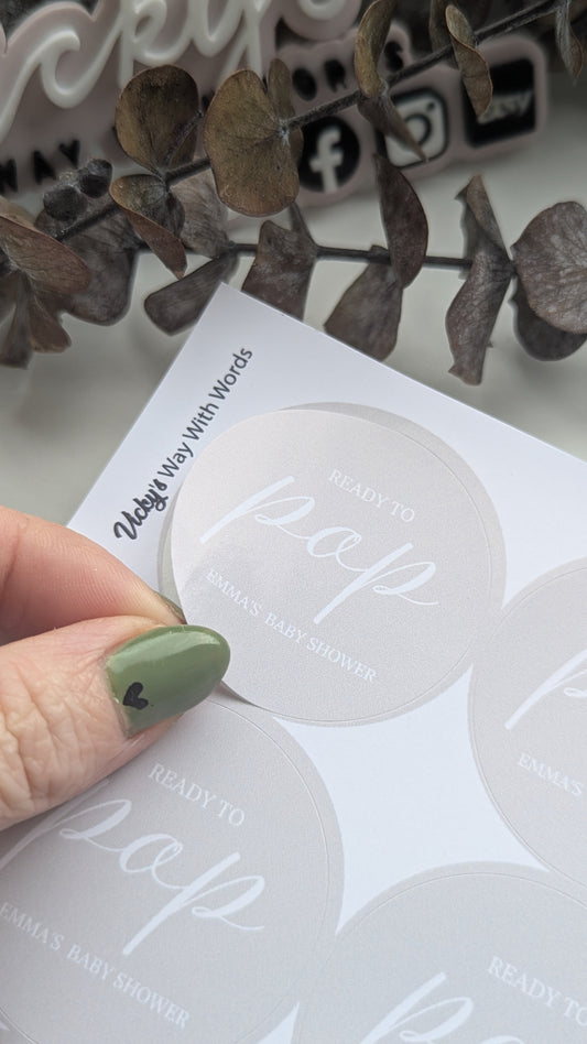 Beige and white neutral gloss baby shower elegant stickers
