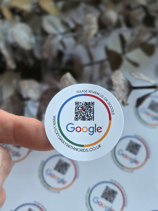 Google review prompt stickers QR code