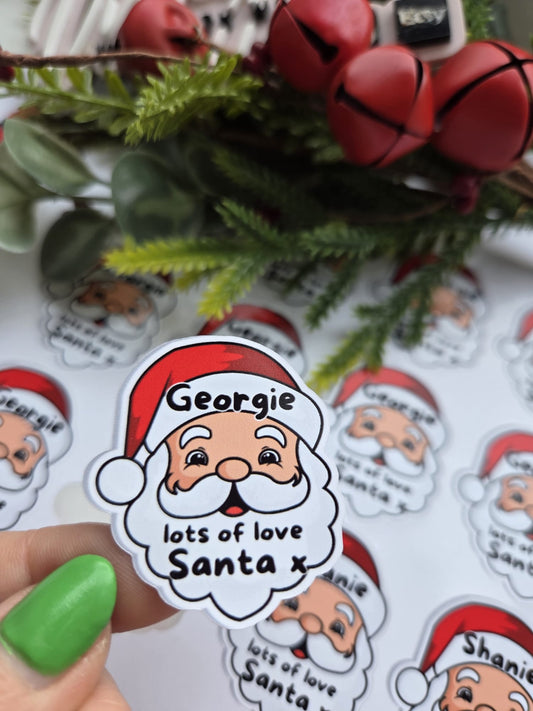 Personalised custom cut Santa gift labels