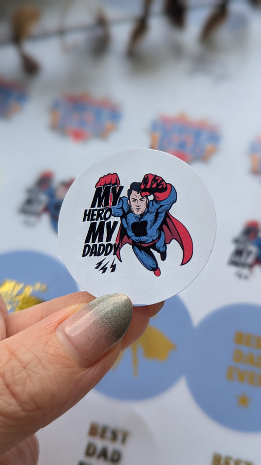 My hero Fathers Day stickers