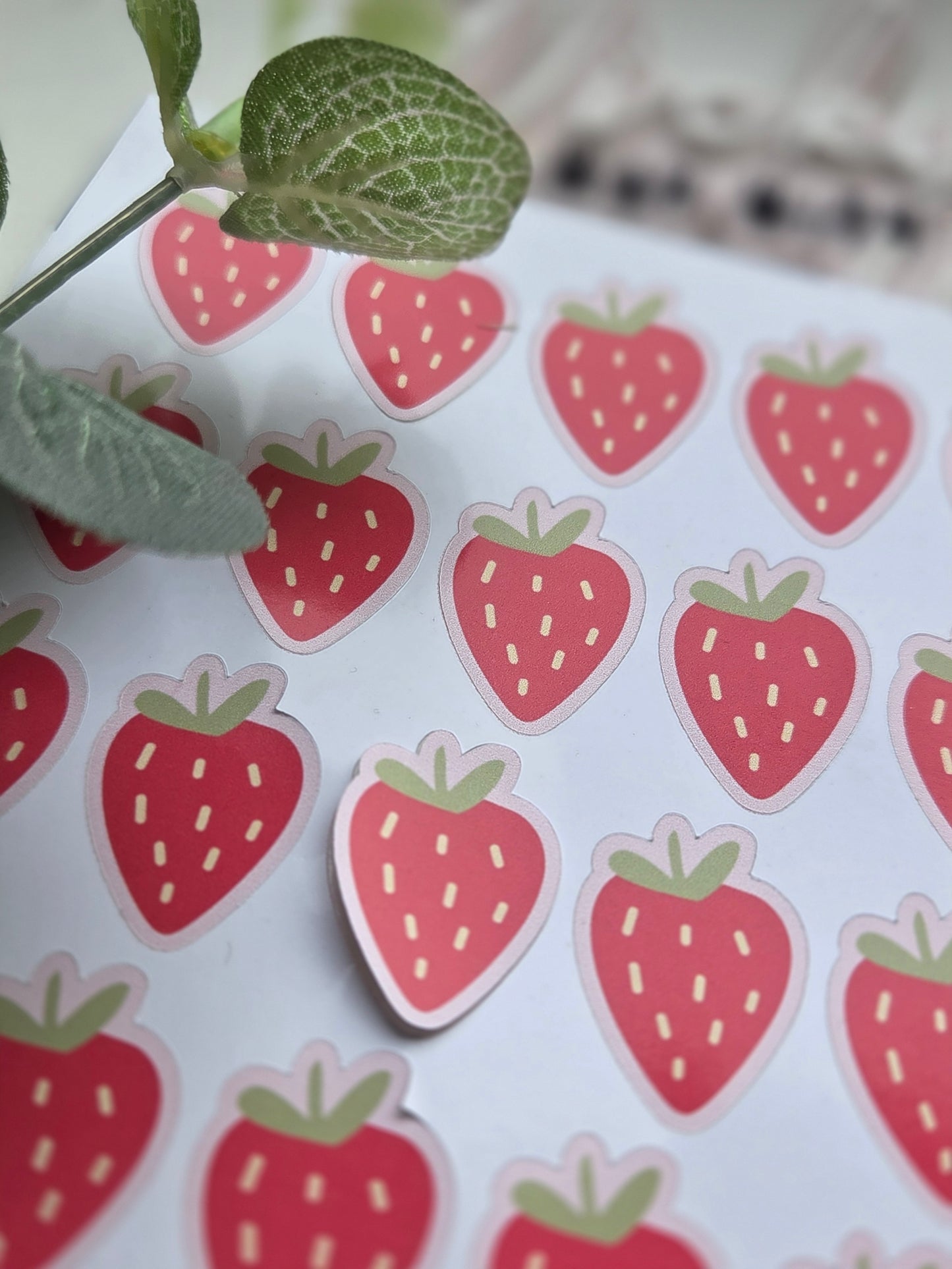 Strawberry shaped gloss stickers