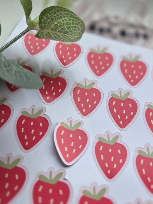 Strawberry shaped gloss stickers