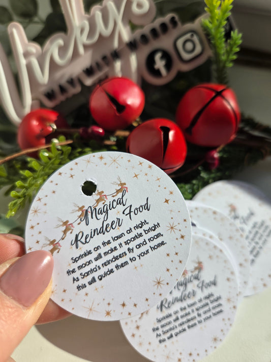 Reindeer food round 5cm tags