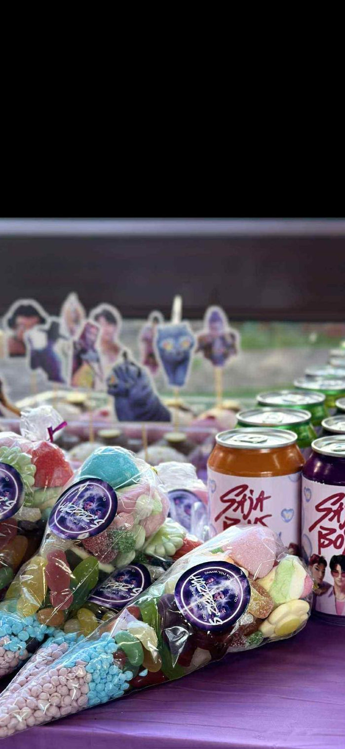 Fantasy Demon hunter personalised gloss party stickers