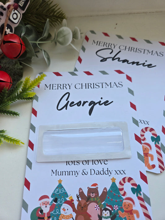 Personalised childrens festive money roll gift cards