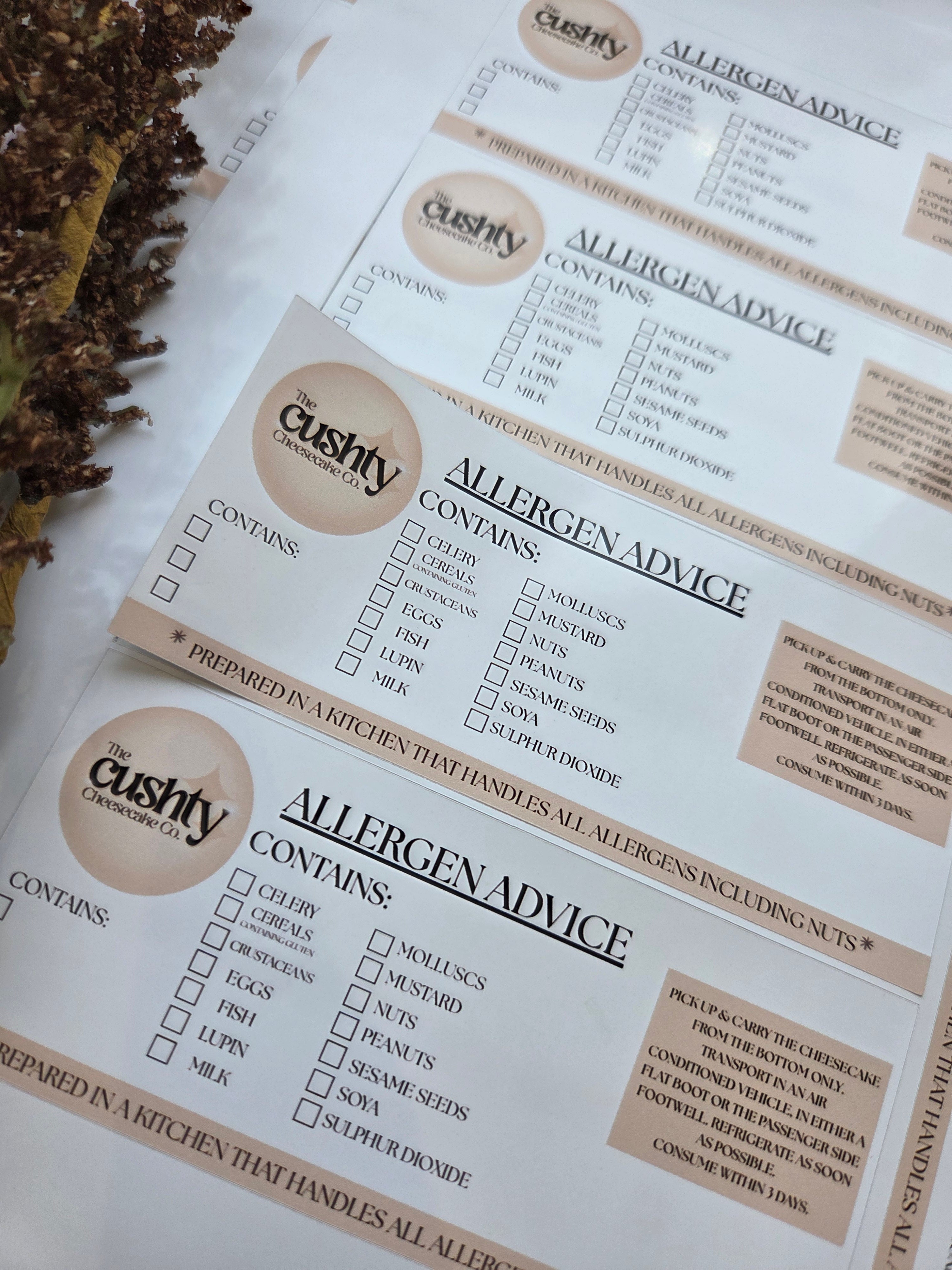 Logo allergen tick box labels – Vicky's Way With Words