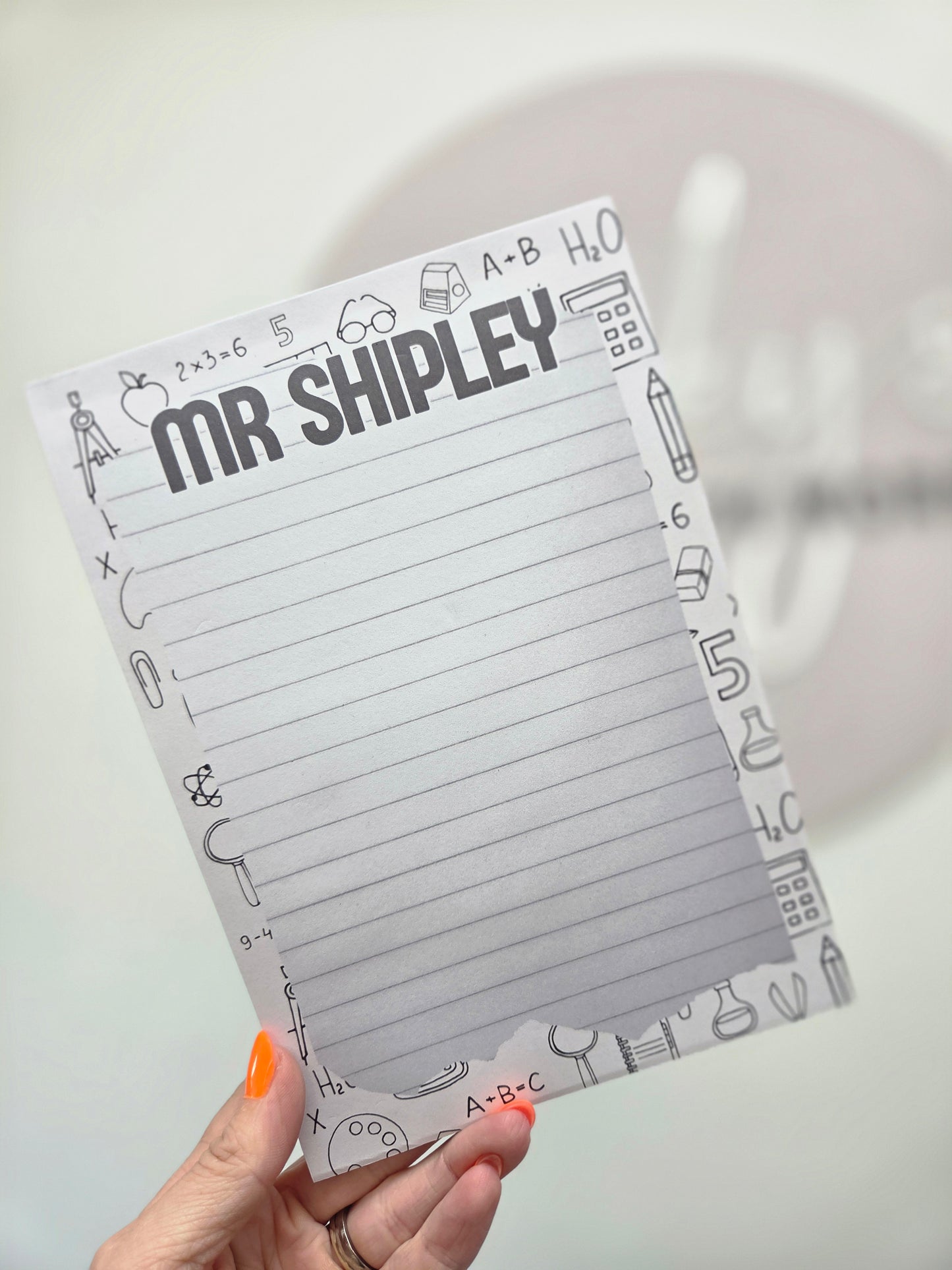 Mono design for him teacher tear off notepad
