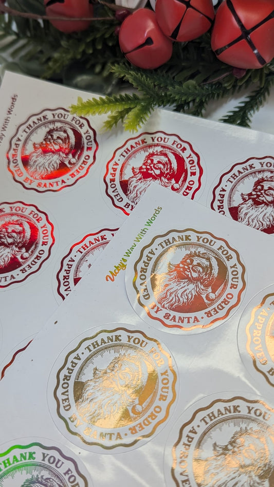 Vintage Santa foiled stickers Thank you for your order