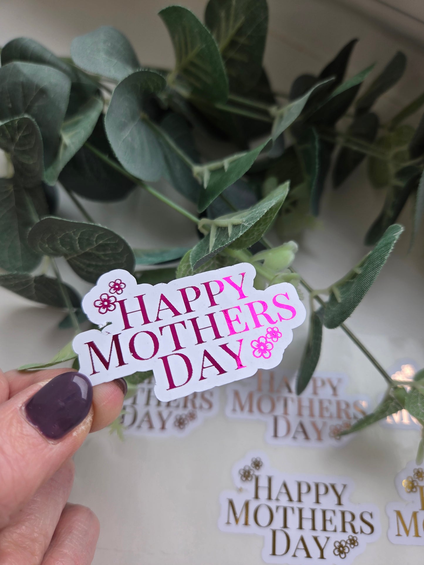 Mothers Day offset custom cut shaped foil stickers