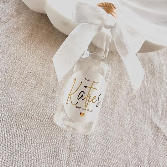 Take a shot tying the knot personalised hen do party foiled stickers