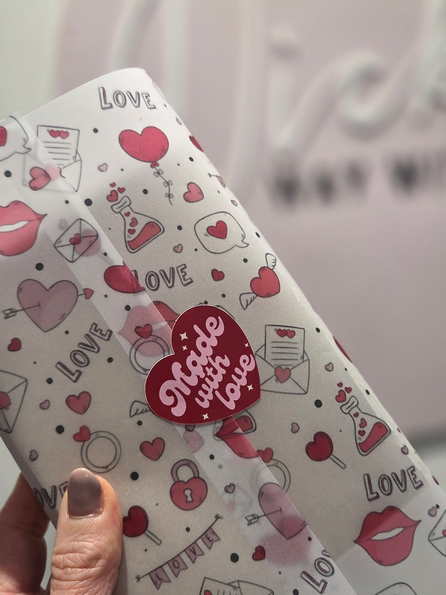 Valentines love themed vellum paper and sticker bundle